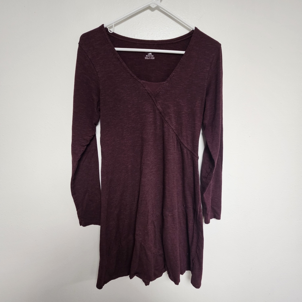 Horny Toad Dress Size M Maroon Organic Cotton Long Sleeve Crew Neck Pullover
